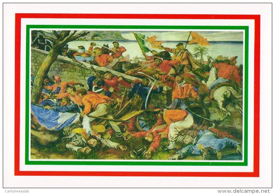 [DC1446] CARTOLINEA - 150° ANNO UNITA' D'ITALIA - LA BATTAGLIA DI PONTE DELL'AMMIRAGLIO - DIPINTO DI RENATO GUTTUSO - Storia