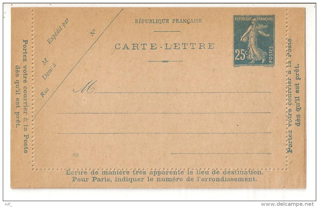 M-A @ LOT DE 2 CARTE S LETTRE S SEMEUSE 25 C BLEU - Cartes-lettres