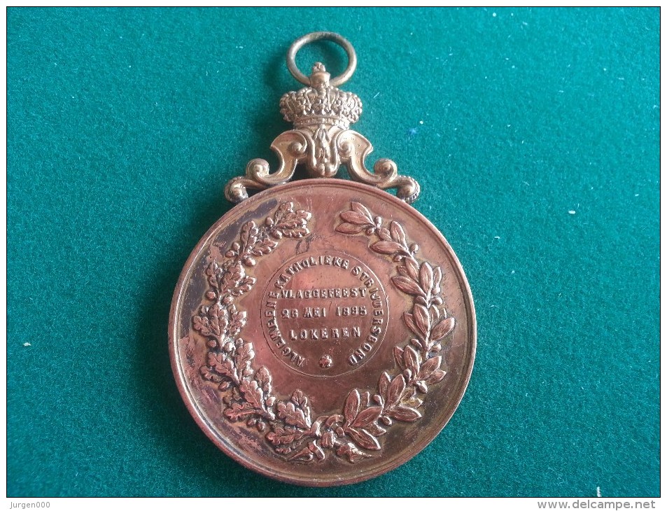 Lokeren, Algemeene Katholieke Strijdersbond, Vlaggefeest 26/5/1895 (H.Ft), 51 Gram (medailles0012) - Autres & Non Classés