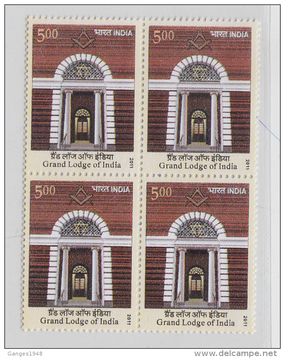 India 2011  Freemasonry  Masonic  Block Of 4  Grand Lodge Of India  # 56199 S  Inde Indien - Francmasonería