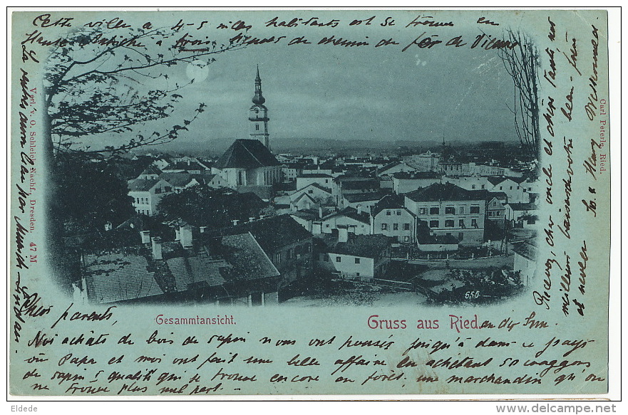 Gruss Aus Ried Gesammtansicht P. Used 1899 Edit O. Schleich Dresden 47 M - Ried Im Innkreis
