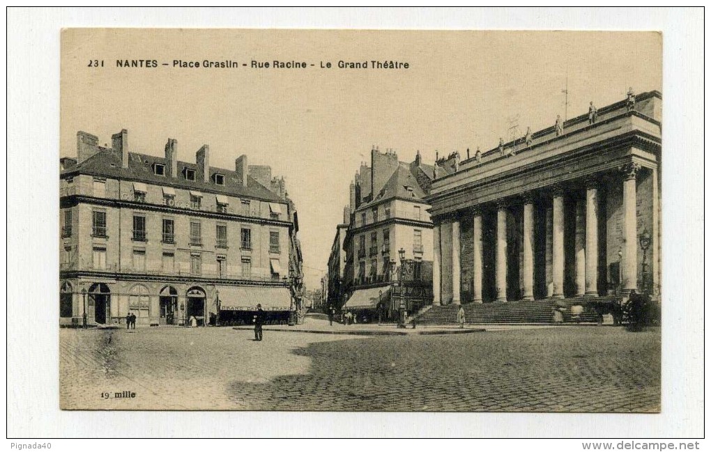 CP , 44 , NANTES , Place Graslin, Rue Racine Et Le Grand Théâtre - Nantes