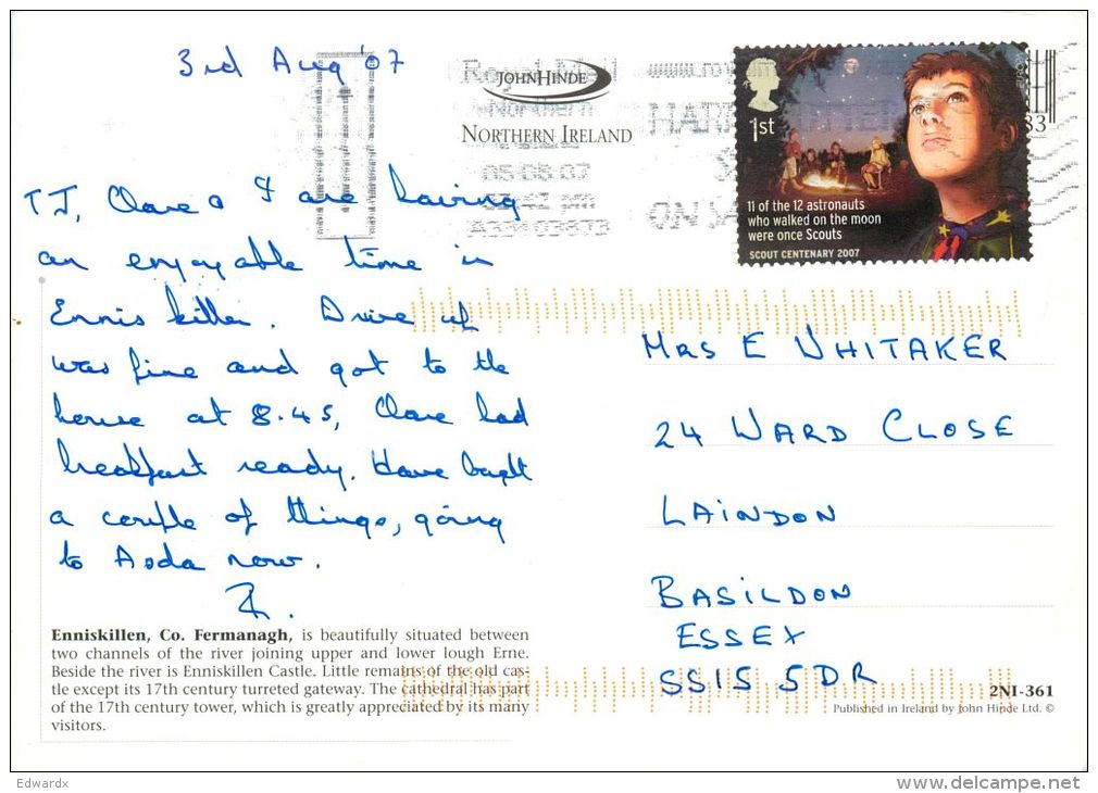 Enniskillen, Co Fermanagh, Northern Ireland Postcard Used Posted To UK 2007 Nice Stamp - Fermanagh