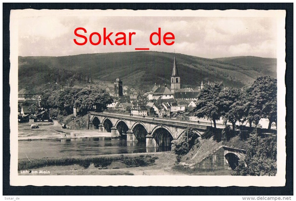 AK Lohr A. Main 1952, Mainbrücke, Bayersturm, Altstadt, Unterfranken, Bayern Main-Spessart - Lohr
