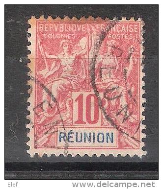 REUNION, 1900, Type Groupe, Yvert N° 47, 10 C Rouge Obl , TB, Cote 3 Euros - Oblitérés