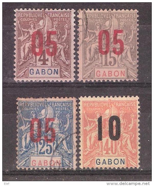 GABON, 1912, Type Groupe Surchargé, Lot De 4 Timbres ( 2 Obl & 2 Neufs * ) Yvert N° 67,68,70,72  Cote 5 Euros, TB - Usados