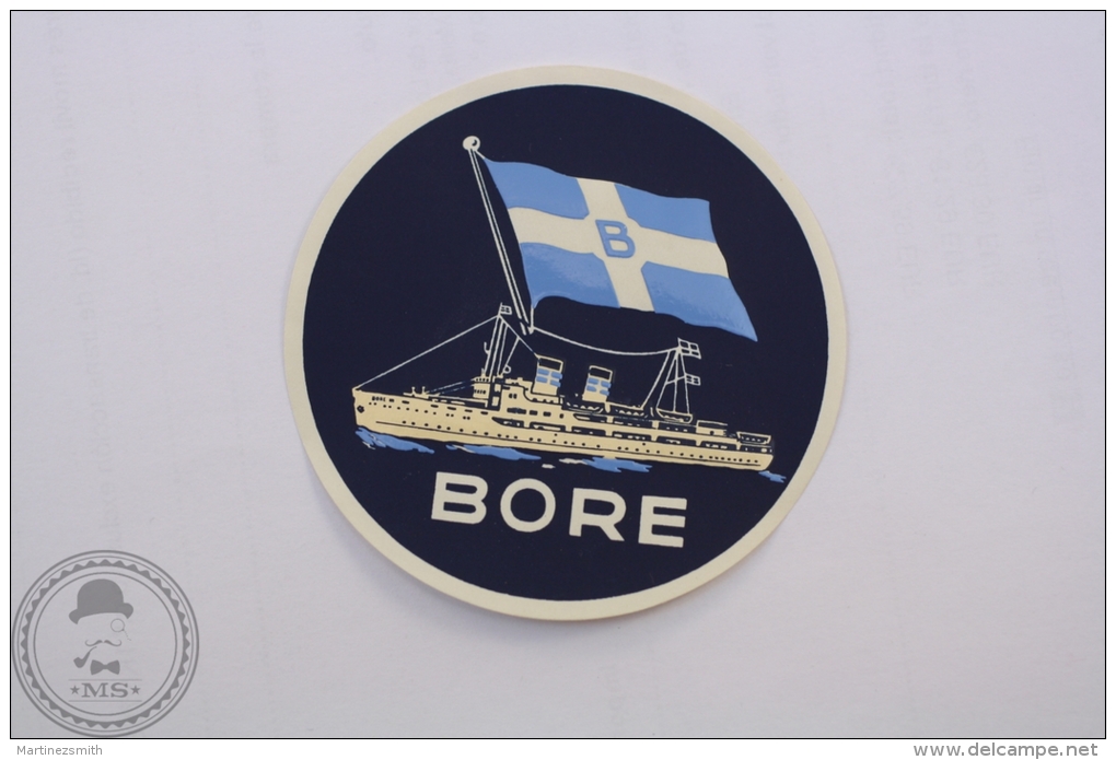 Vintage Label BORE Cruise Line Flag Steamer Ship - Original Luggage Maritime/ Boat Label - Sticker - Otros & Sin Clasificación