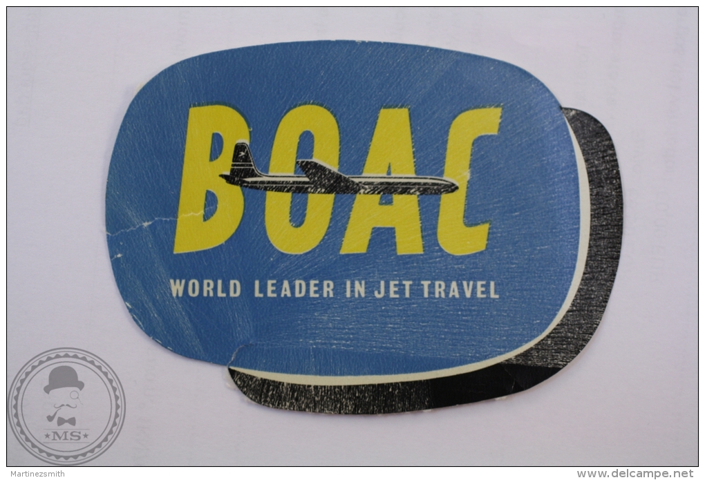 B.O.A.C. - British Overseas Airways Corporation - World Lider In Jet Travel - Original Airline Luggage Label - Sticker - Baggage Labels & Tags