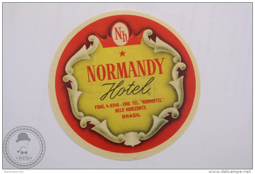 Hotel Normandy - Belo Horizonte - Brasil - Original Hotel Luggage Label - Sticker - Hotel Labels