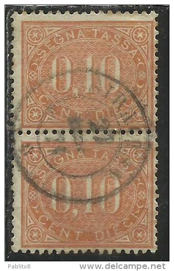 ITALIA REGNO ITALY KINGDOM  1869 SEGNATASSE TAXES DUE TASSE CENTESIMI 10 COPPIA TIMBRATO PAIR USED - Taxe