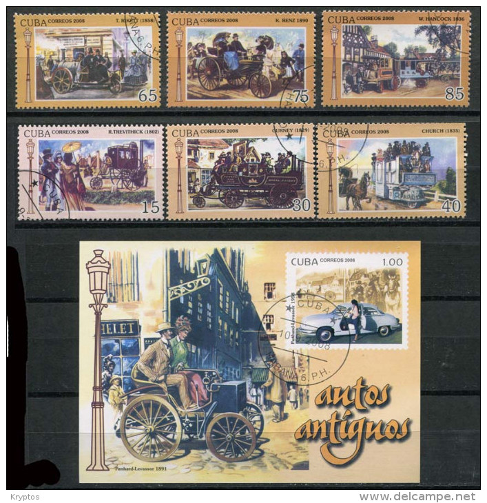 Cuba 2008 - Trains & Carriages (Complete Set + 1 Block) - Used Stamps