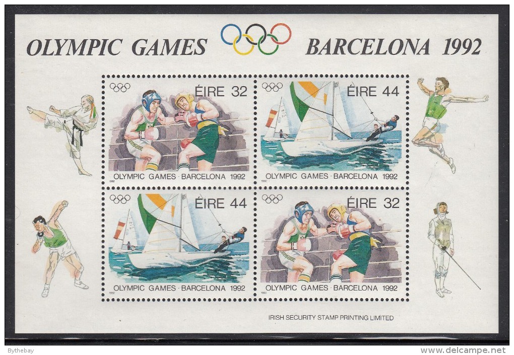 Ireland MNH Scott #855a Souvenir Sheet Of 4 32p Boxing, 44p Sailing - 1992 Summer Olympics Barcelona - Ungebraucht