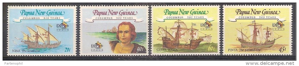 ** PAPUA NUOVA GUINEA COLOMBO, COLUMBUS 500 YEARS EXPO 92' 4 V. MNH COLOMBO - Christoffel Columbus