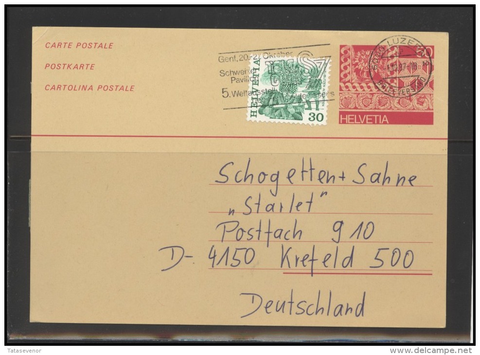 SWITZERLAND Postal History Brief Postcard CH 005 Stamped Stationery Slogan Special Cancellation LUZERN - Briefe U. Dokumente