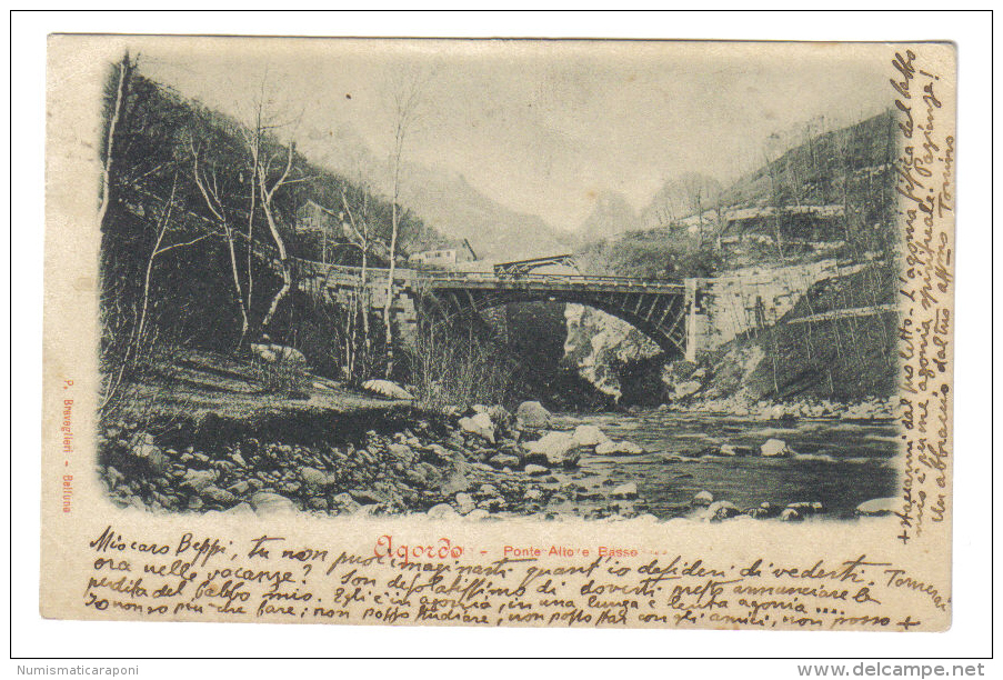 Agordo Ponte Alto E Basso VIAGGIATA 1902 ( Conservazione Come Da Scan  ) C.1625 - Belluno