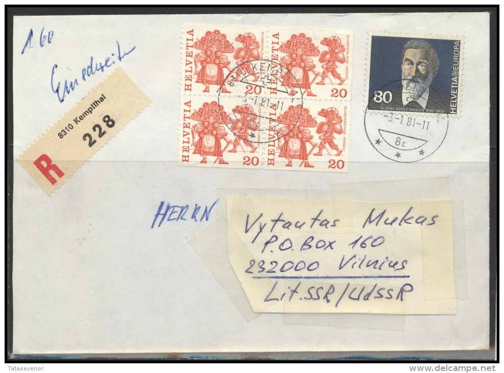 SWITZERLAND Postal History Brief Envelope CH 018 Personalities KEMPTTHAL - Brieven En Documenten