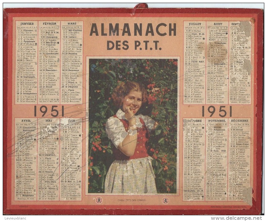 Almanach Des PTT/Avec Carte Des Chemins De Fer/ Seine / 1951       CAL163 - Grand Format : 1941-60