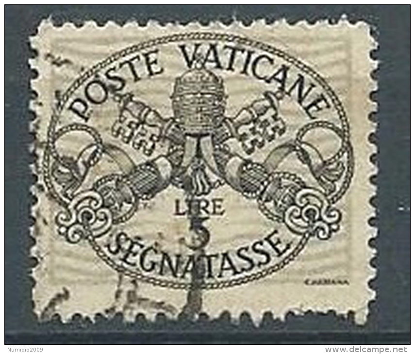 1945 VATICANO USATO SEGNATASSE 5 LIRE - EDV05-2 - Taxes