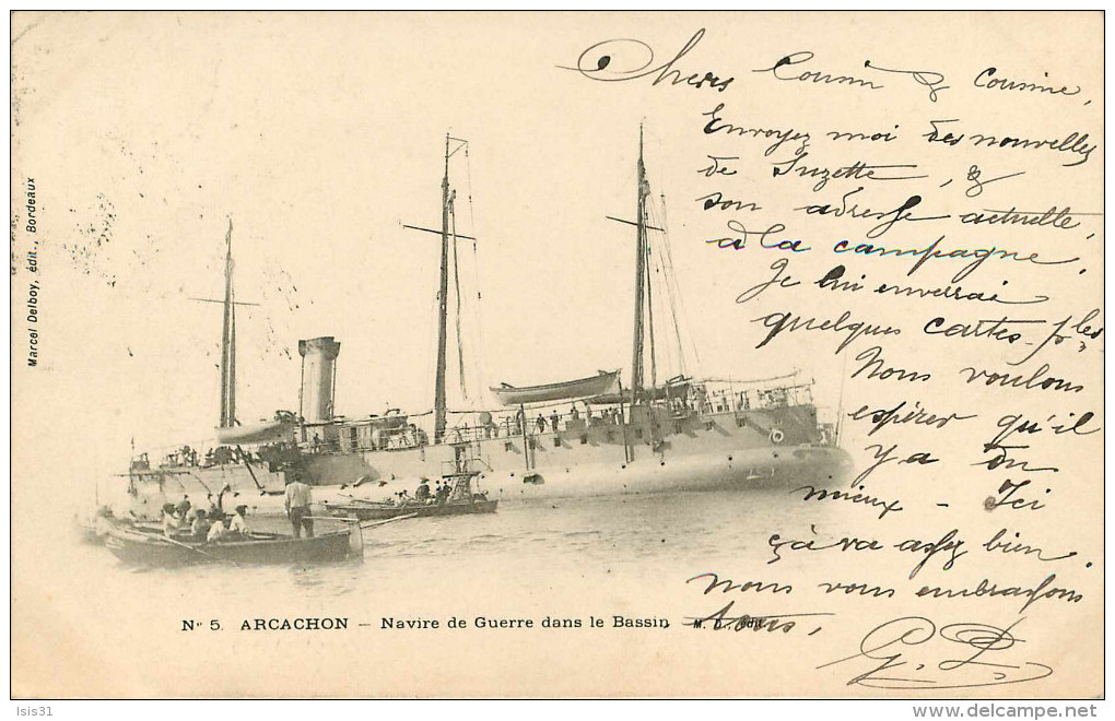Dép 33 - Bateaux De Guerre - Arcachon - Navire De Guerre Dans Le Bassin - état - Arcachon