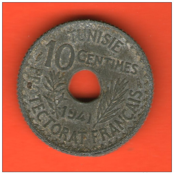 ** 10 Centimes AH1360 1941 PROTECTORAT FRANCAIS ** - KM 267 - Zinc 2,7gr. 21mm - TUNISIA / TUNESIA / TUNESIEN - Túnez