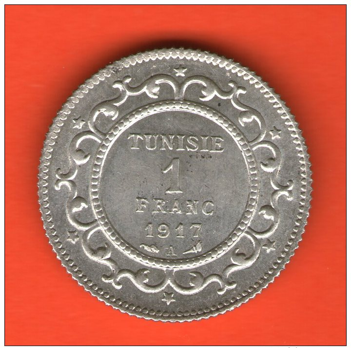 ** 1 Franc AH1335 1917 ** - KM 238 - Plata AG Silver 5gr. 23mm - TUNISIA / TUNESIA / TUNESIEN - Tunisia