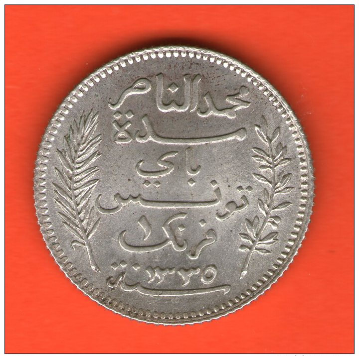 ** 1 Franc AH1335 1917 ** - KM 238 - Plata AG Silver 5gr. 23mm - TUNISIA / TUNESIA / TUNESIEN - Túnez