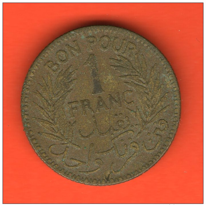 ** 1 Franc AH1360 1941 BON POUR ** - KM 247 - Alu-Bro 4gr. 23mm - TUNISIA / TUNESIA / TUNESIEN - Túnez