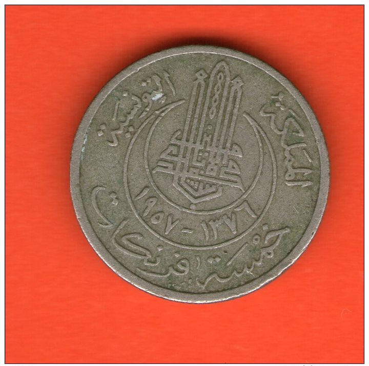 ** 5 Francs AH1376 1957  ** - KM 277 - Cu-Ni  2,2gr. 18mm - TUNISIA / TUNESIA / TUNESIEN - Túnez