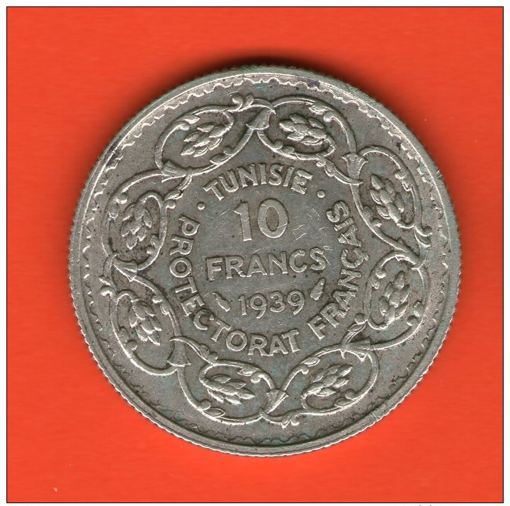 ** 10 Francs AH1358 1939 ** - KM 265 - Plata AG Silver 10gr. 28mm - TUNISIA / TUNESIA / TUNESIEN - Túnez