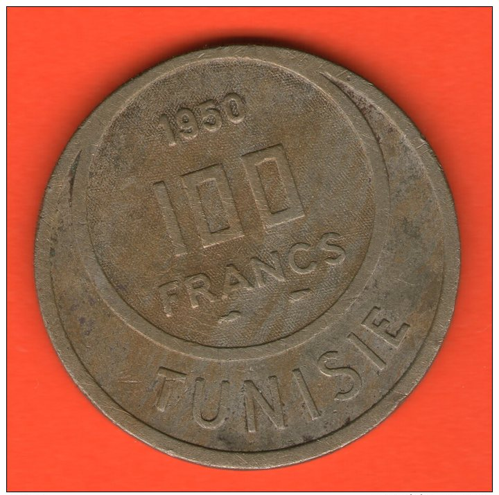 ** 100 Francs AH1370 1950  ** - KM 276 - Cu-Ni  12,1gr. 31mm - TUNISIA / TUNESIA / TUNESIEN - Túnez