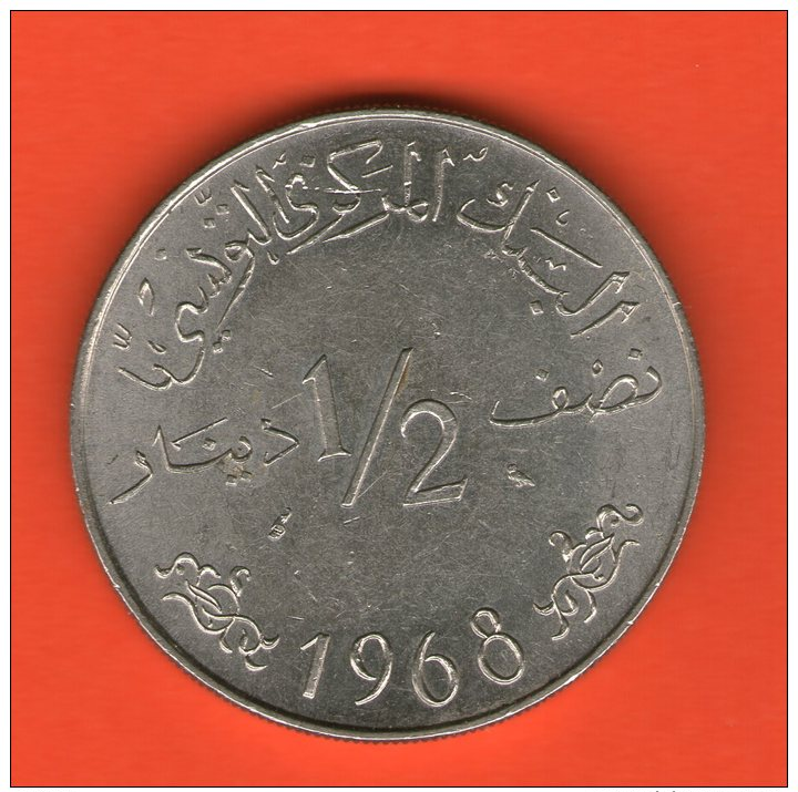 ** 1/2 Dinar 1968  ** - KM 291 - Ni  12gr. 29mm - TUNISIA / TUNESIA / TUNESIEN - Túnez