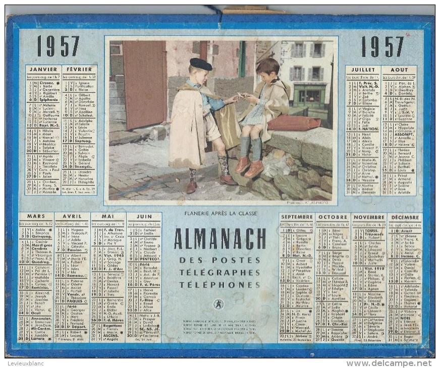 Almanach Des PTT/manque Feuillets Verso /  Flânerie Aprés La Classe/ 1957     CAL171 - Formato Grande : 1941-60