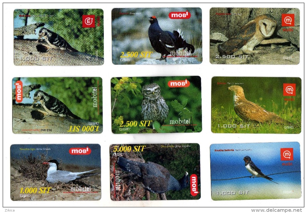 Lot 9 Mobitel Cards,Birds,Slovenia? - Altri & Non Classificati