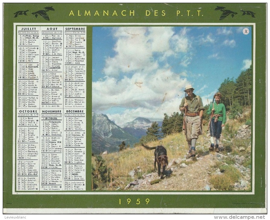 Almanach Des PTT/Avec Cahier Central / Détente / Plein Air / Seine/ 1959     CAL173 - Grand Format : 1941-60