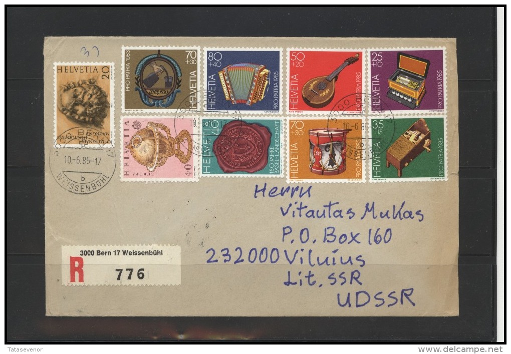 SWITZERLAND Postal History Brief Envelope CH 037 BERN Music Instruments Europe - Lettres & Documents