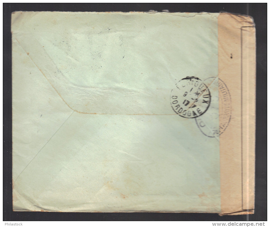 ARGENTINE 1914/1918 Usages Courants Obl. S/enveloppe Censure Militaire Française - Covers & Documents