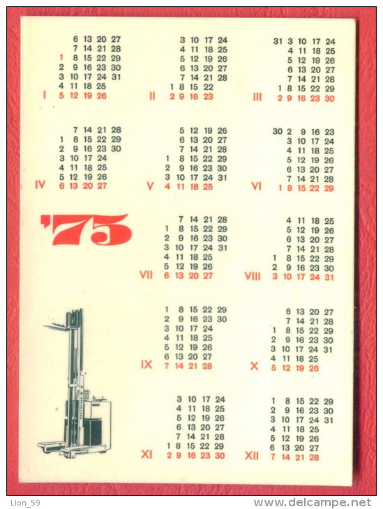 K1298 / 1975 " BALKANCAR " Production Of Lifting Equipment - Electric - Calendar Calendrier Kalender Bulgaria Bulgarie - Tamaño Pequeño : 1971-80