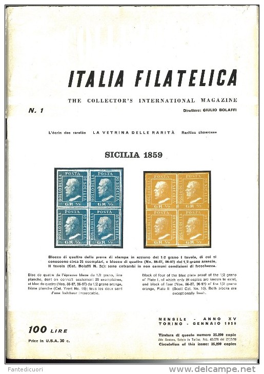 Rivista Il Collezionista, Bolaffi Editore N. 1 Anno 1959 - Italian (from 1941)