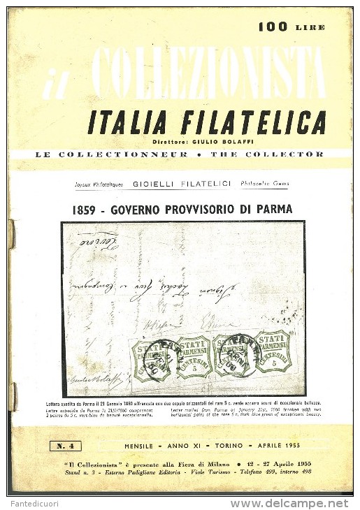 Rivista Il Collezionista, Bolaffi Editore N. 4 Anno 1955 - Italian (from 1941)