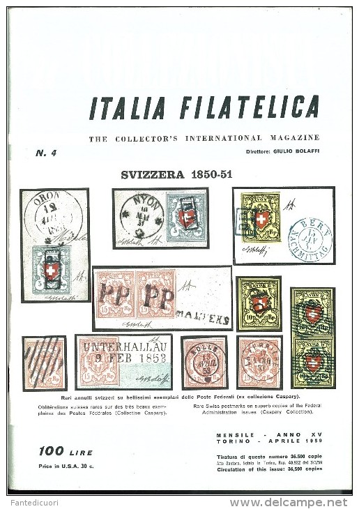 Rivista Il Collezionista, Bolaffi Editore N. 4 Anno 1959 - Italiane (dal 1941)