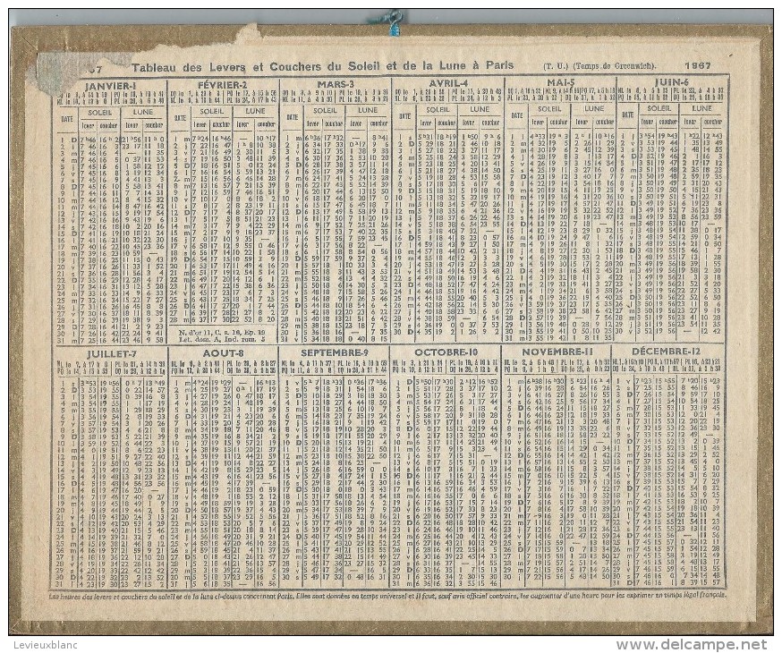 Almanach Des PTT/manque Feuillets Au Verso /Camaraderie /  1967     CAL180 - Groot Formaat: 1941-60