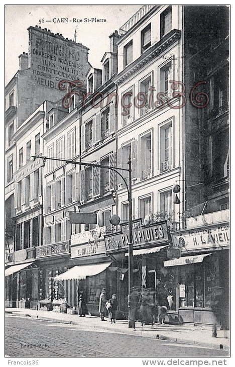 (14) Caen - Rue St Saint Pierre Commerces N°42 GIRARD Parapluies Auguste Bosquin Faïences Fumisterie Lavieille Thillais - Caen