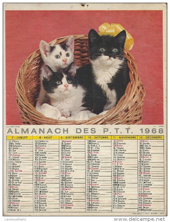 Almanach Des PTT/Avec Dossier Central/Les Petits Chats /Jeunes Chiens / Seine/ 1968     CAL183 - Formato Grande : 1941-60