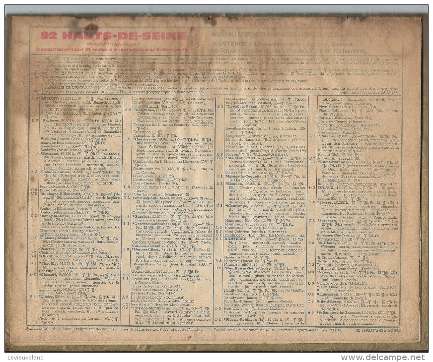 Almanach Des PTT/Avec Feuillets Verso L/Tentation/Hauts De  Seine/ 1969     CAL184 - Tamaño Grande : 1941-60