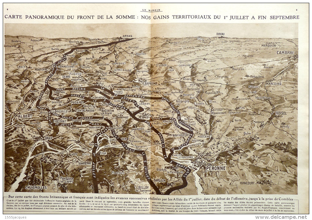 LE MIROIR N°150 8 OCT 1916 COMBLES ARMÉE BELGE CLÉRY MAUREPAS ALBERT THOMAS SOMME GUILLEMONT AVIATION DAUCOURT ZEPPELIN