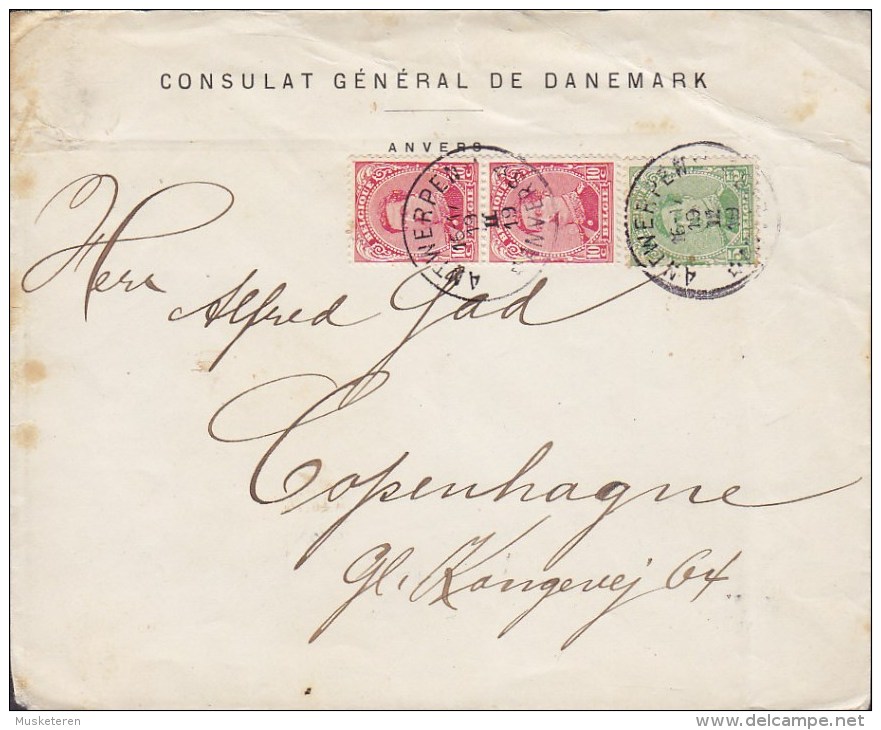 Belgium CONSULAT GÉNÉRAL DE DANEMARK, ANTWERPEN . ANVERS 1919 Cover Lettre To Denmark (2 Scans) - Briefe U. Dokumente