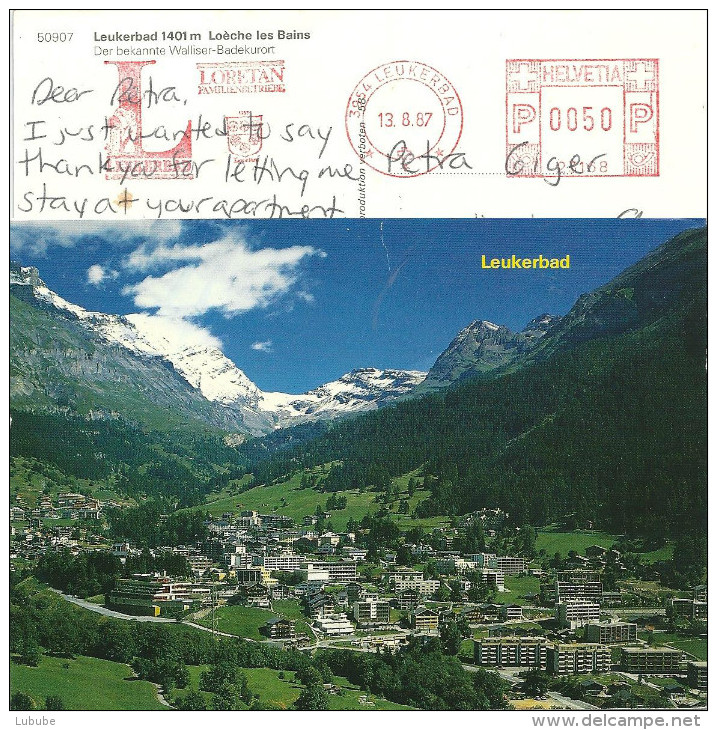 AK  "Leukerbad"  (Freistempel Loretan)         1987 - Covers & Documents