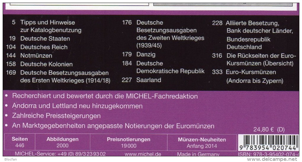 Germany 2014 New 25€ Coins From 1871 D DR DDR BRD €-coin Catalogue MICHEL A B E F FI G I L M NL P V Zy 978-3-94502-074-4 - Collections