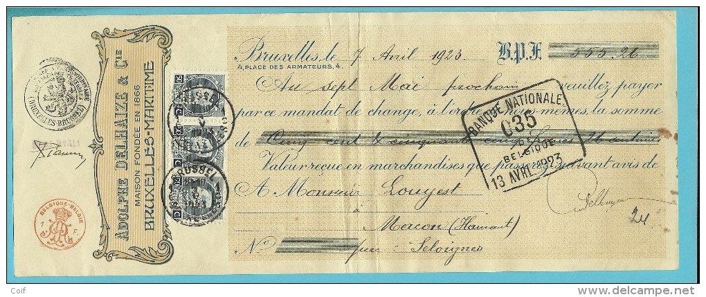 211 (x3) Op Mandat Met Stempel BRUXELLES, Met Firmaperforatie (perfin) "A.D.C." Van Adolphe DELHAIZE & Cie - 1909-34