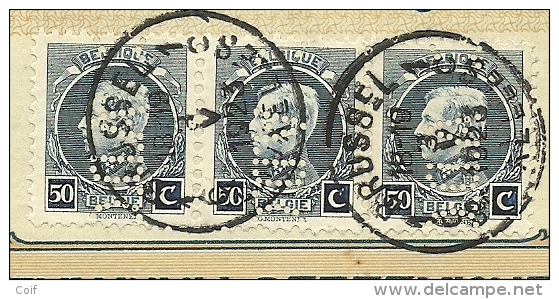 211 (x3) Op Mandat Met Stempel BRUXELLES, Met Firmaperforatie (perfin) "A.D.C." Van Adolphe DELHAIZE & Cie - 1909-34